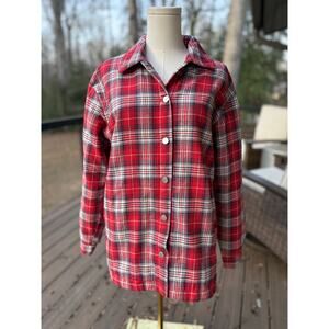 Entro Red Plaid Button Front Shirt Jacket Shacket Lightweight Flannel Small